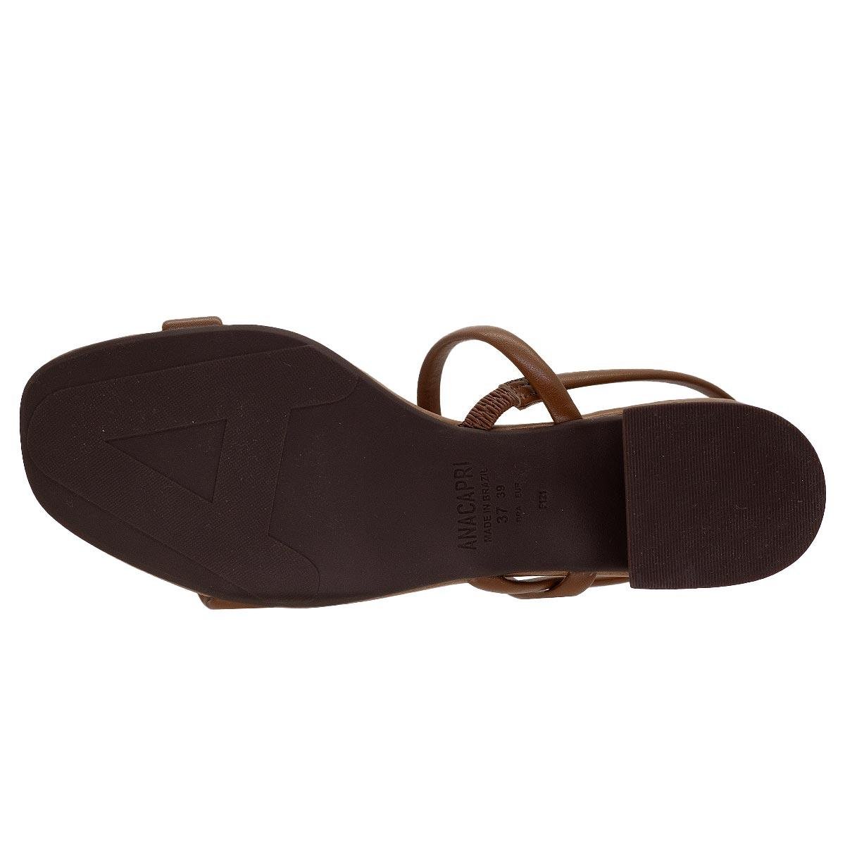 Sandália Salto Baixo Feminina Anacapri C30489 Marrom Marrom 4