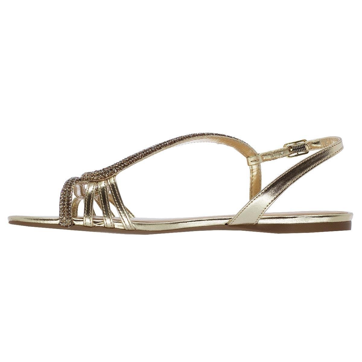 Sandália Rasteira Feminina Arezzo A04485 Dourado Dourado 2