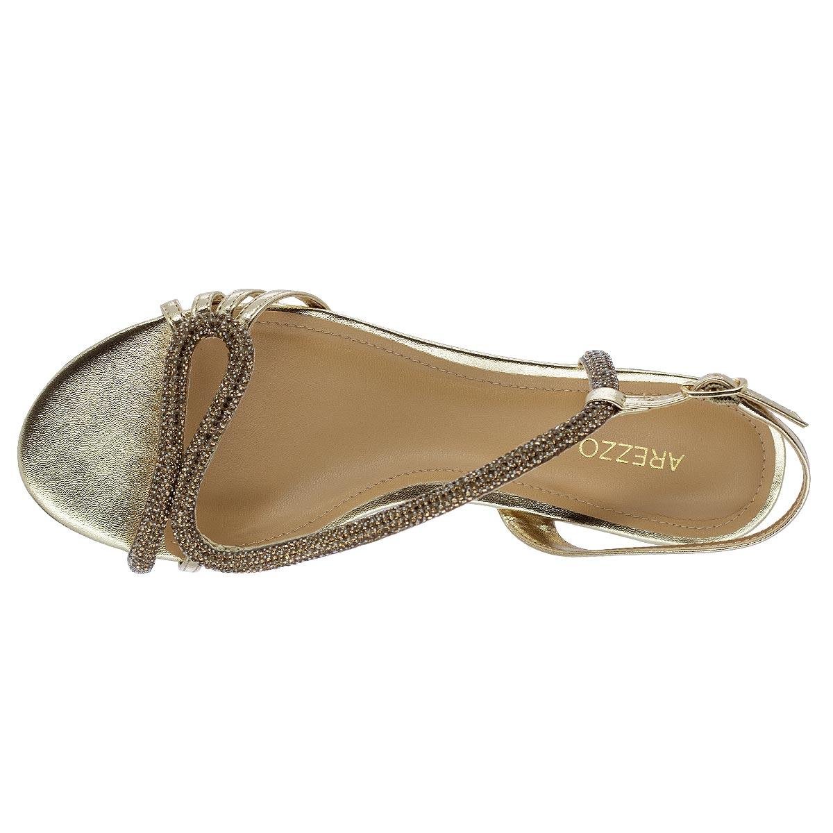 Sandália Rasteira Feminina Arezzo A04485 Dourado Dourado 3