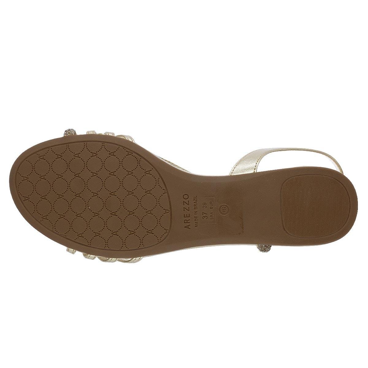 Sandália Rasteira Feminina Arezzo A04485 Dourado Dourado 4