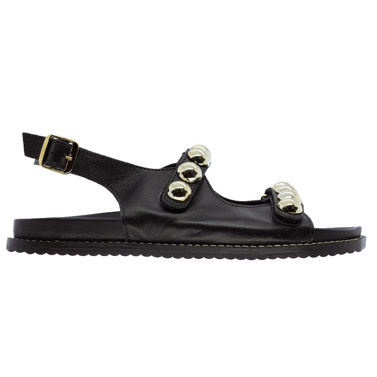 Sandália Papete Rasteira Feminina Ana Laura 25305 Preto