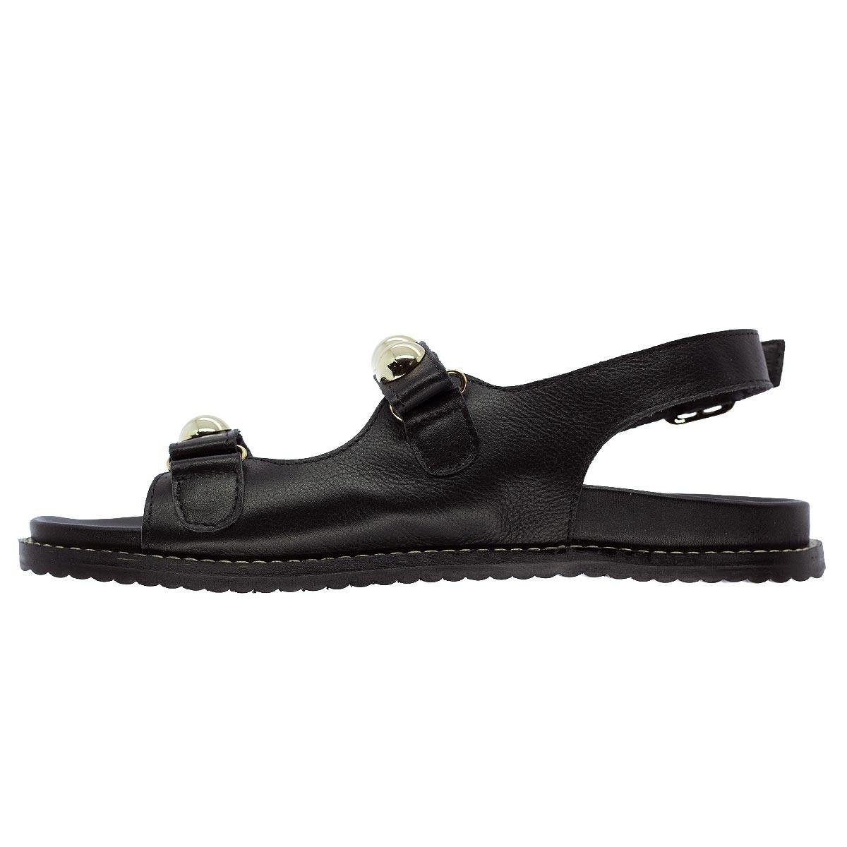 Sandália Papete Rasteira Feminina Ana Laura 25305 Preto Preto 2