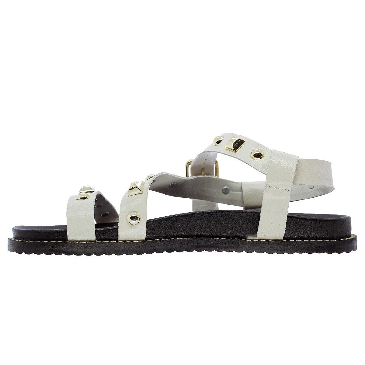 Sandália Papete Rasteira Feminina Ana Laura 25293 Offwhite Off White 2