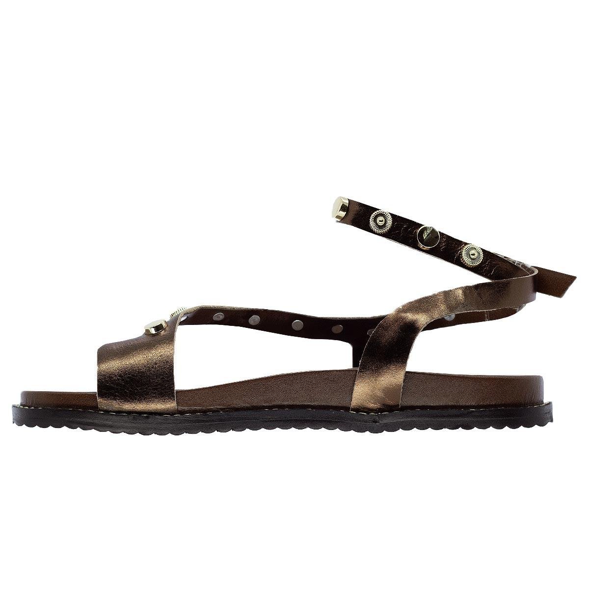 Sandália Papete Rasteira Feminina Ana Laura 25297 Marrom Bronze 2