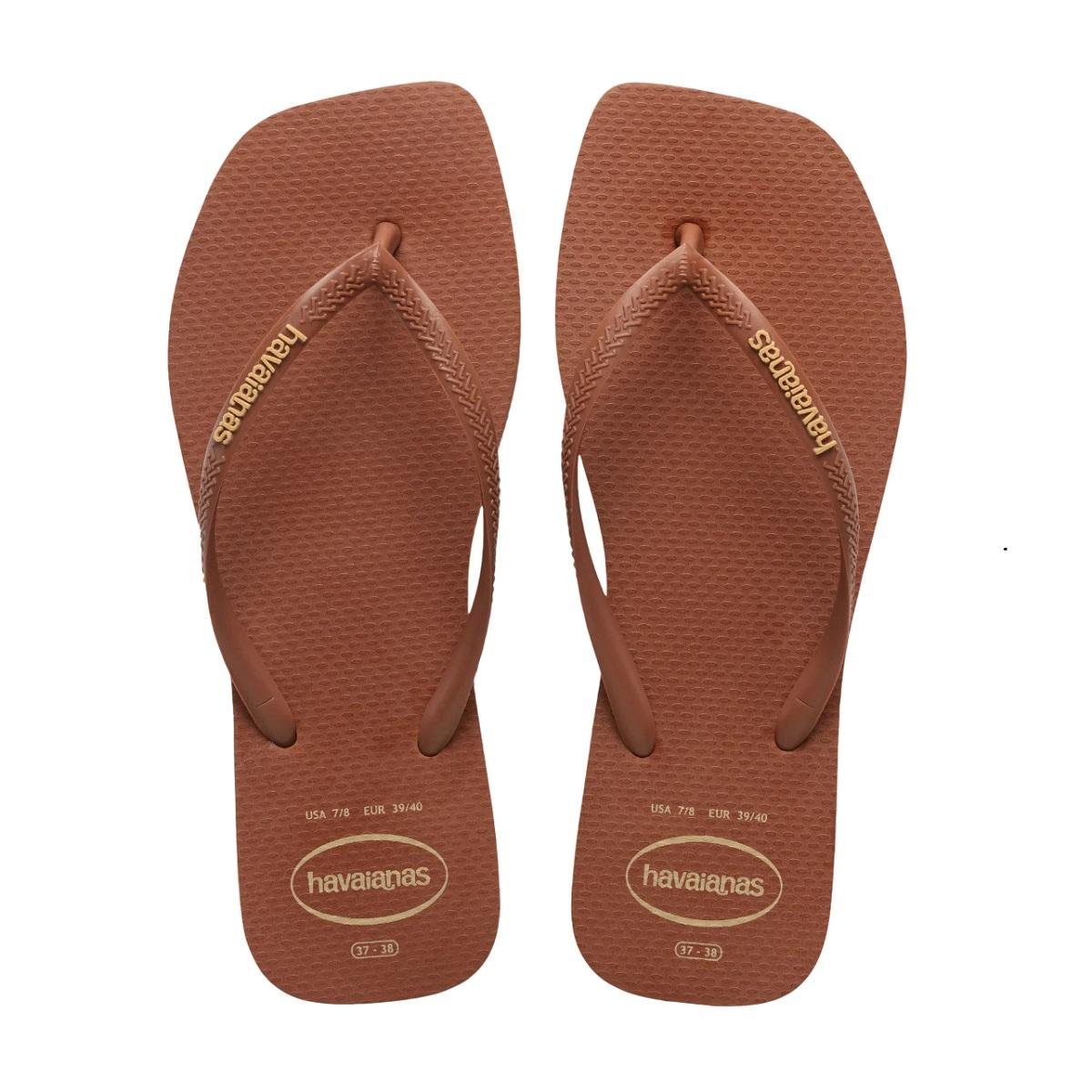 Chinelo Havainas Feminino Slim Square Marrom