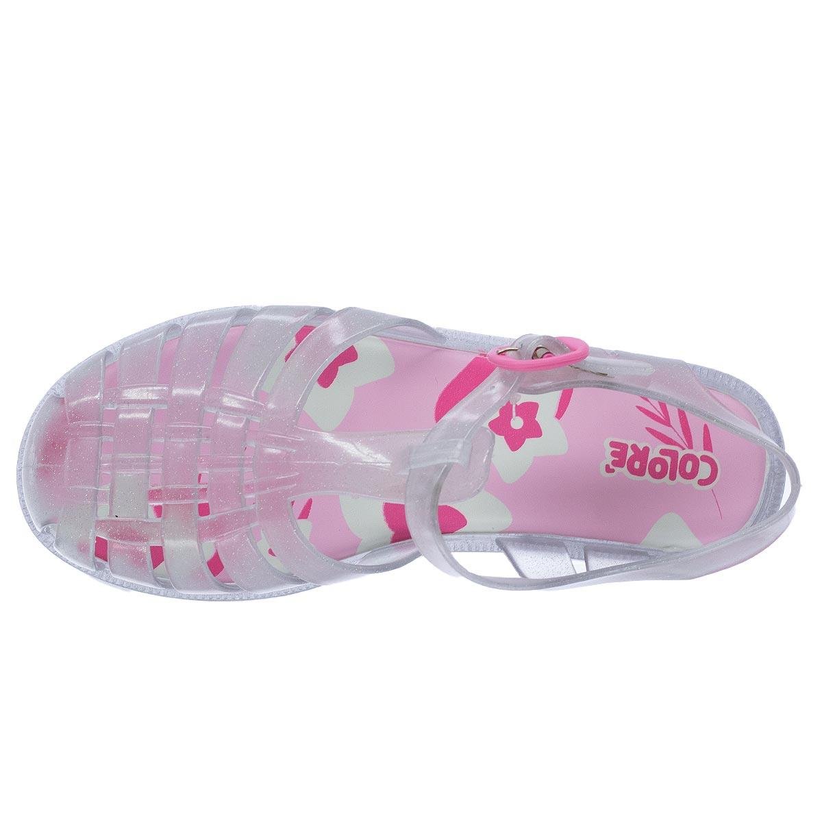Sandália Infantil Menina Pimpolho Colorê 0140257C Transparente Transparente/Glitter 3