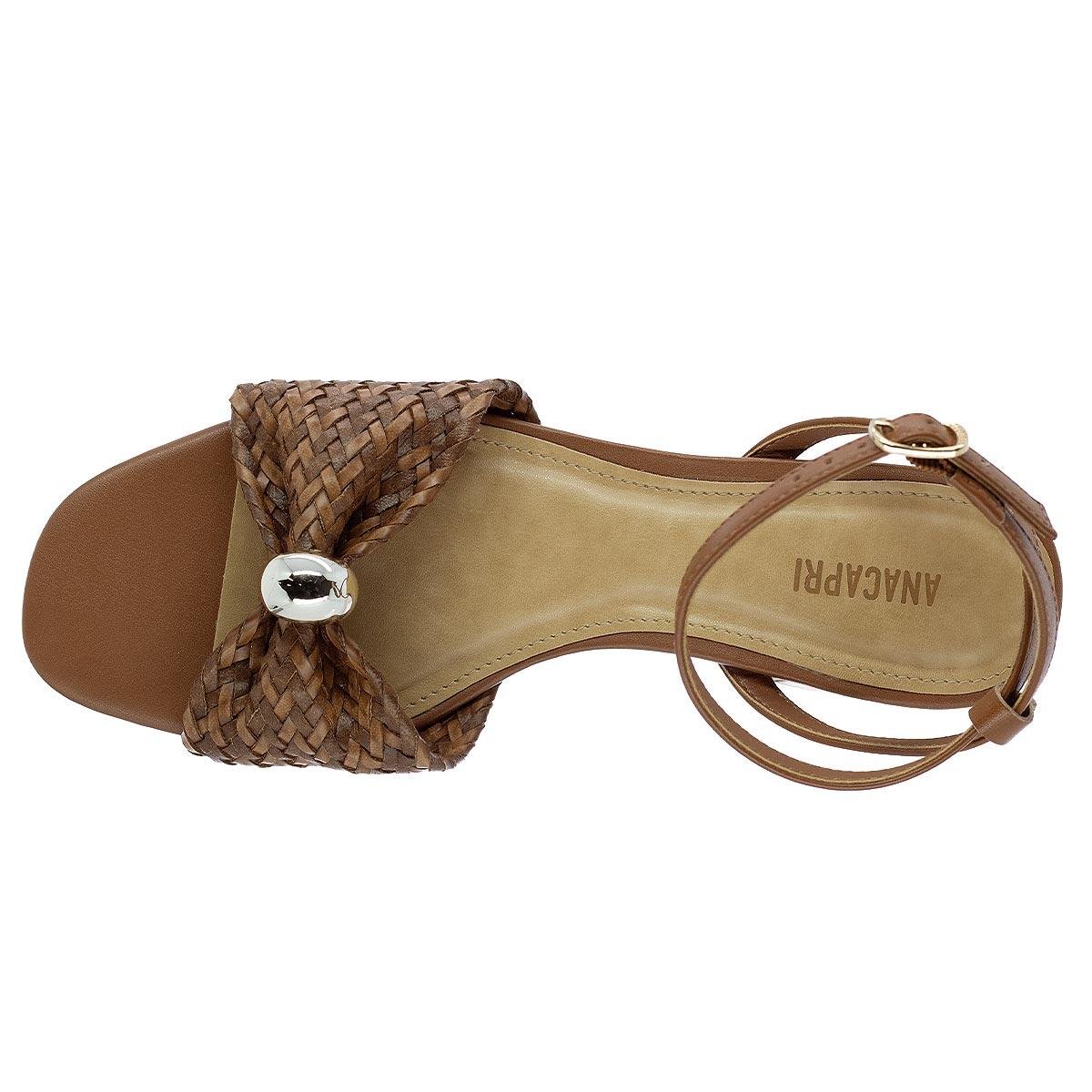 Sandália Salto Baixo Feminino Anacapri C30489 Marrom Marrom 3