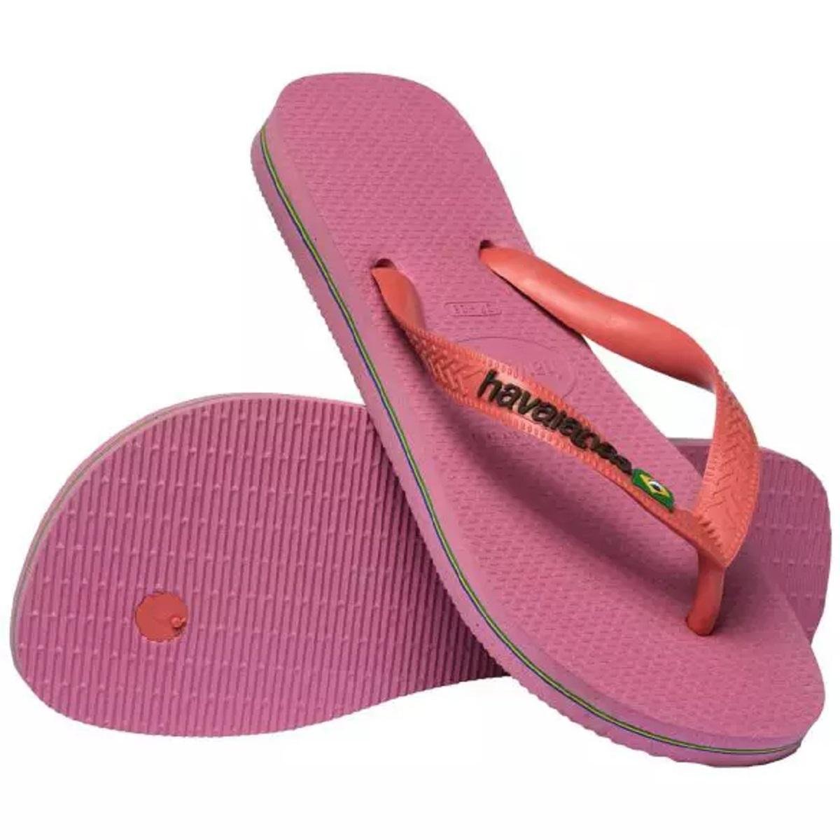 Chinelo Feminino Havaianas Brasil Logo 4110850 Rosa Rosa 4