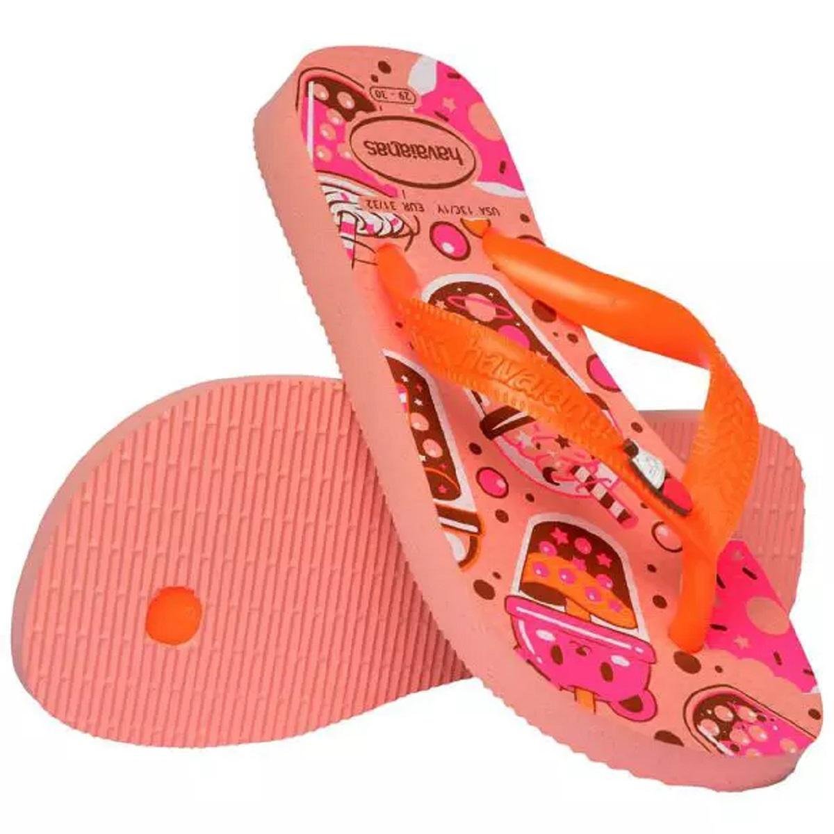 Chinelo Infantil Menina Havaianas Fantasy 4103405 Salmão Laranja 4
