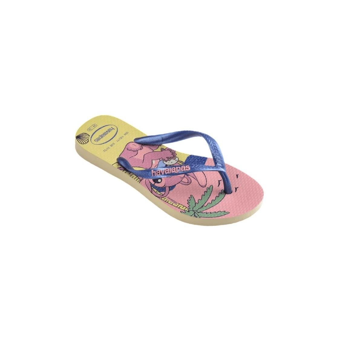 Chinelo Infantil Menina Havaianas Slim Stitch Creme Azul 3