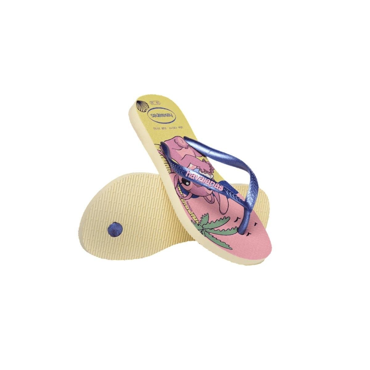 Chinelo Infantil Menina Havaianas Slim Stitch Creme Azul 4
