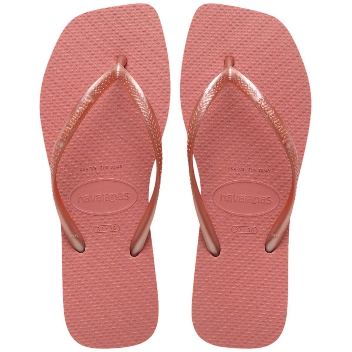 Chinelo Havaianas Feminino Slim Square Bico Quadrado Rose