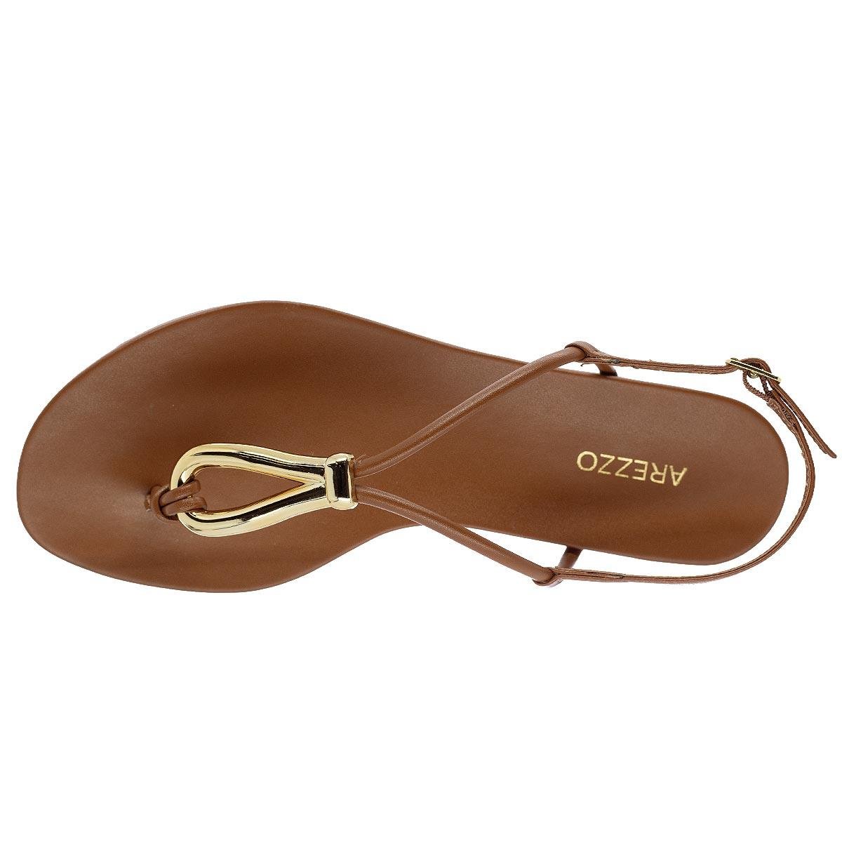 Sandália Rasteira Feminina Arezzo A03274 Marrom Marrom 3