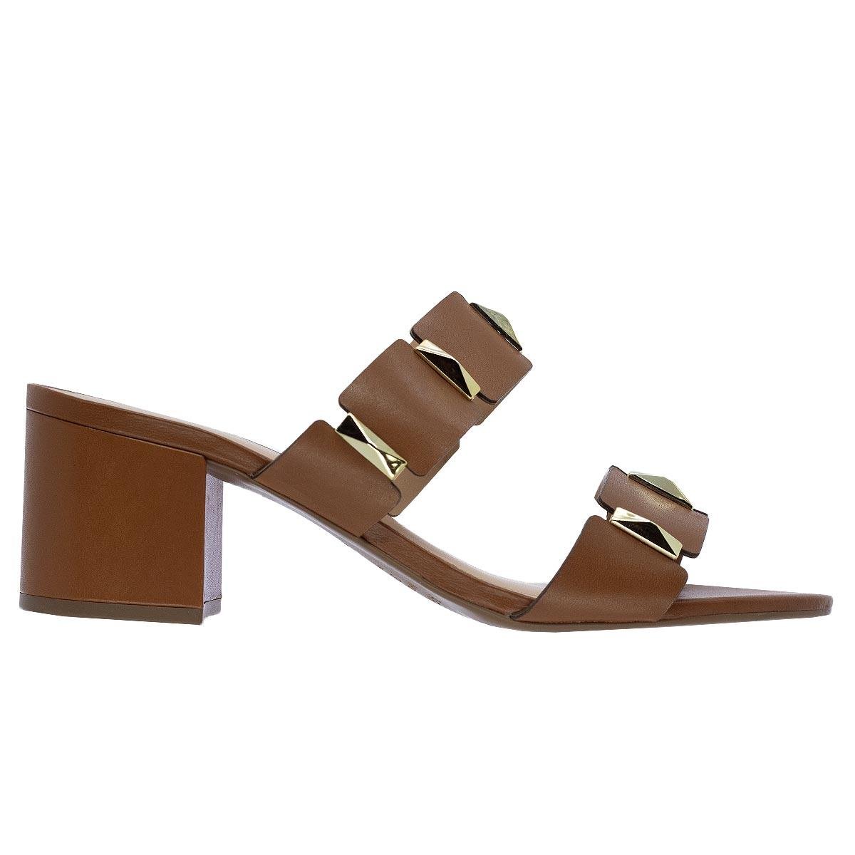 Tamanco Salto Grosso Feminino Arezzo A10055 Caramelo