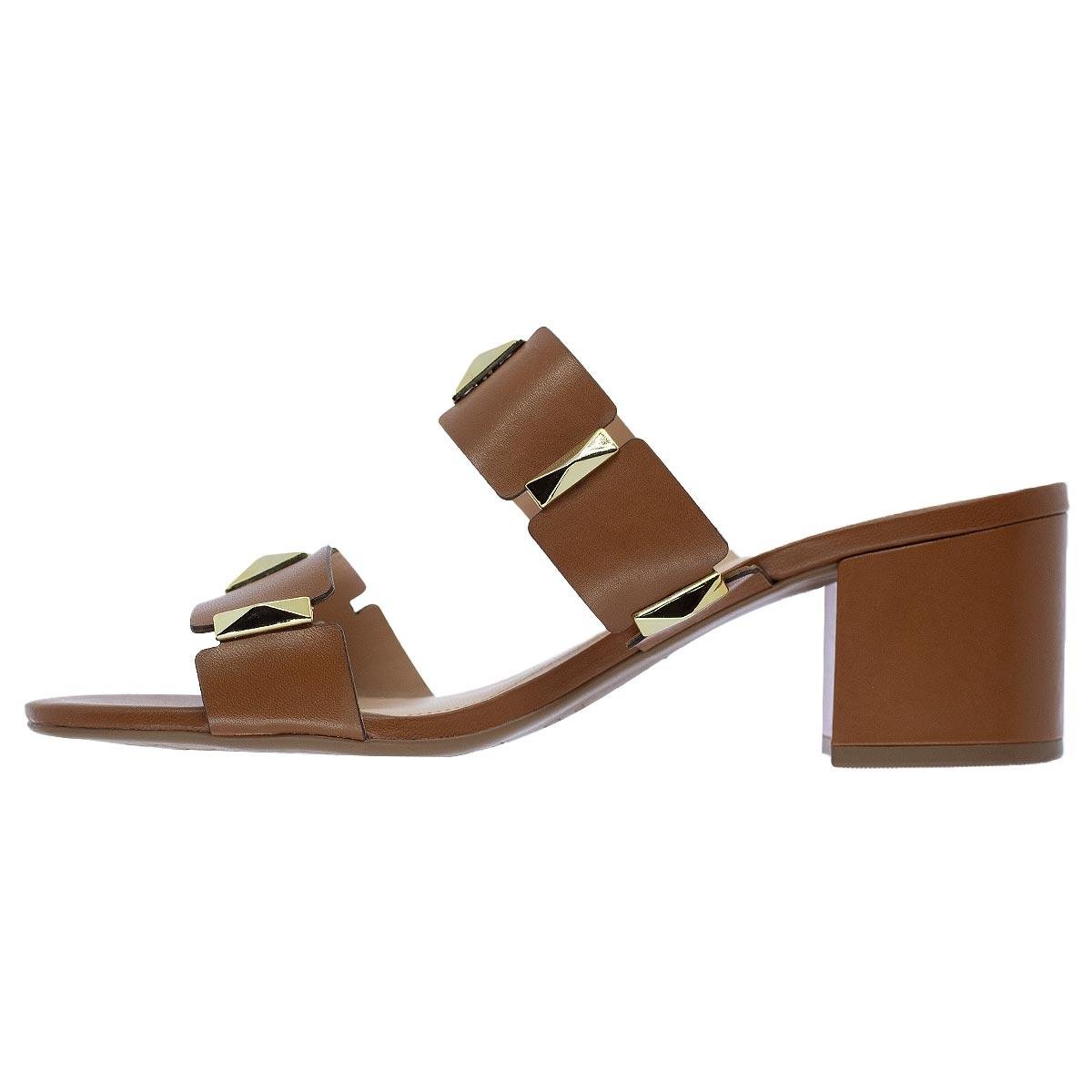 Tamanco Salto Grosso Feminino Arezzo A10055 Caramelo Marrom 2