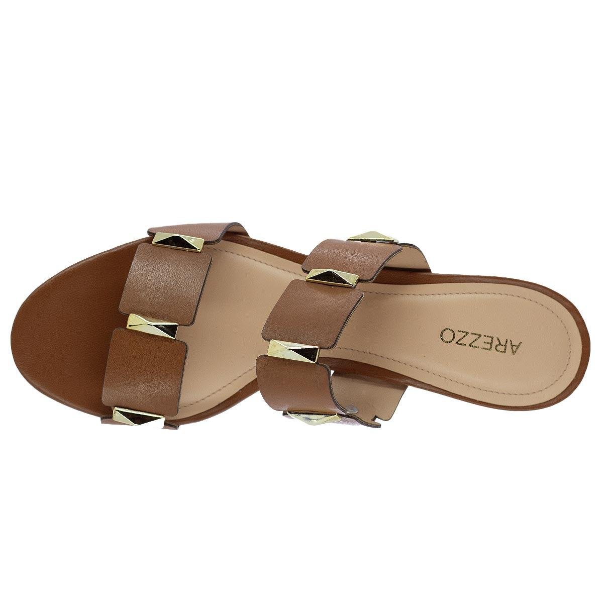 Tamanco Salto Grosso Feminino Arezzo A10055 Caramelo Marrom 3