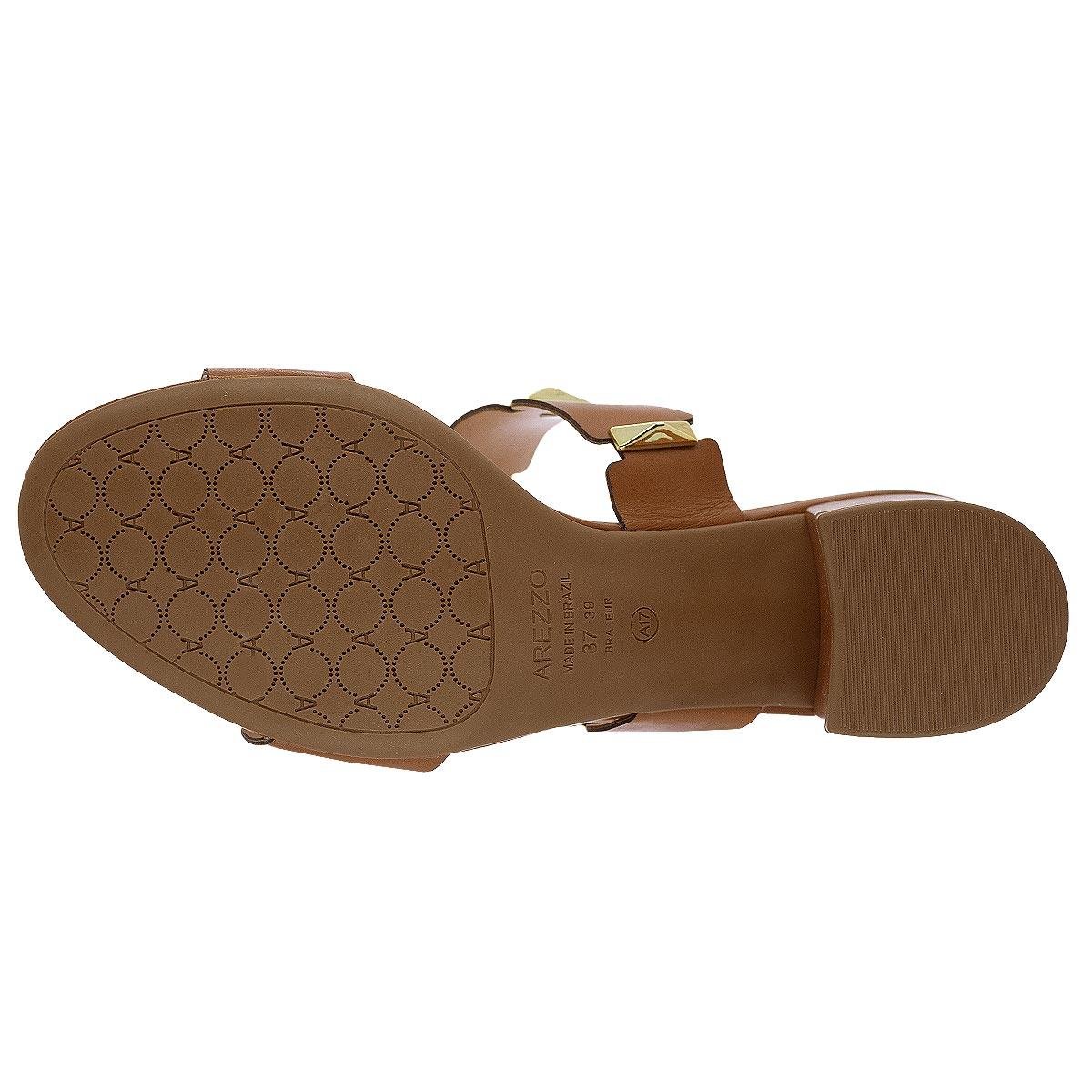 Tamanco Salto Grosso Feminino Arezzo A10055 Caramelo Marrom 4