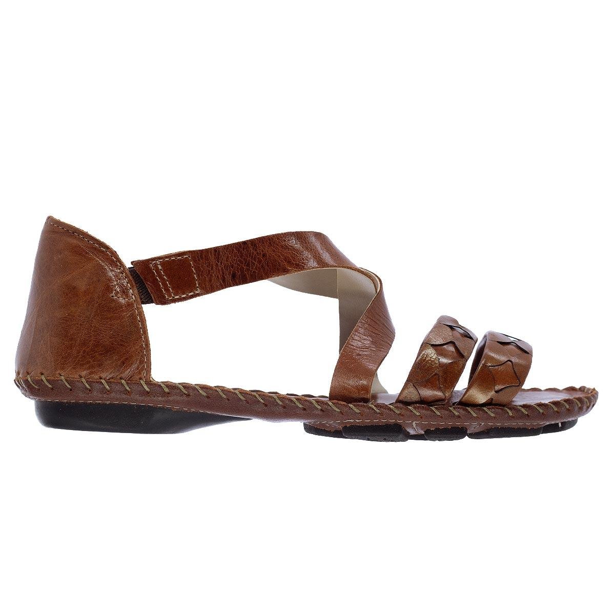 Sandália Rasteira Feminino Andacco 12380 Couro Marrom