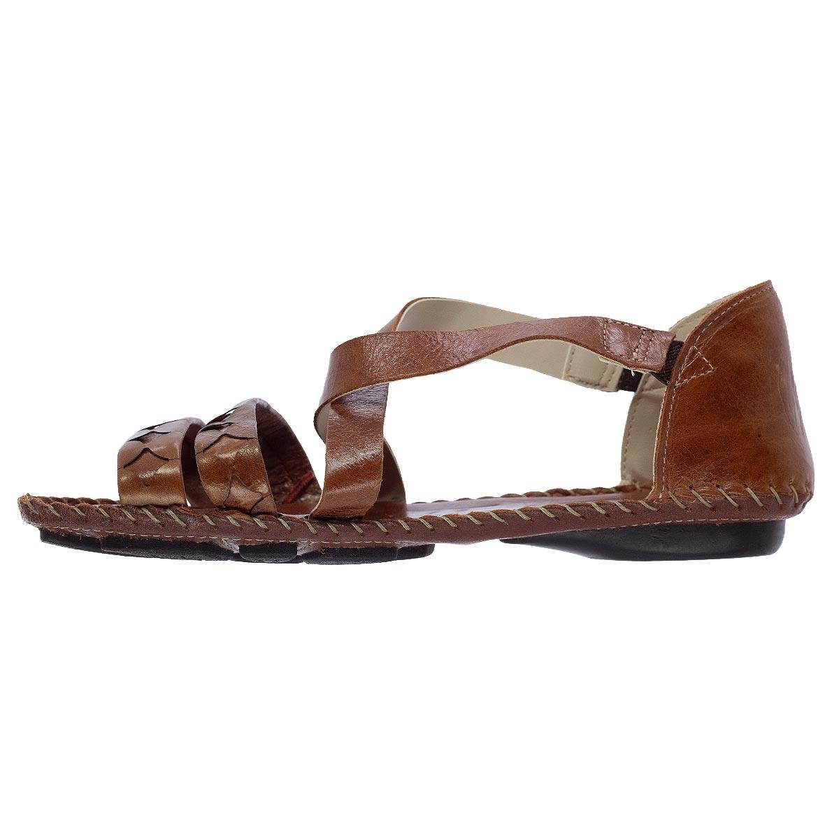 Sandália Rasteira Feminino Andacco 12380 Couro Marrom Marrom 2