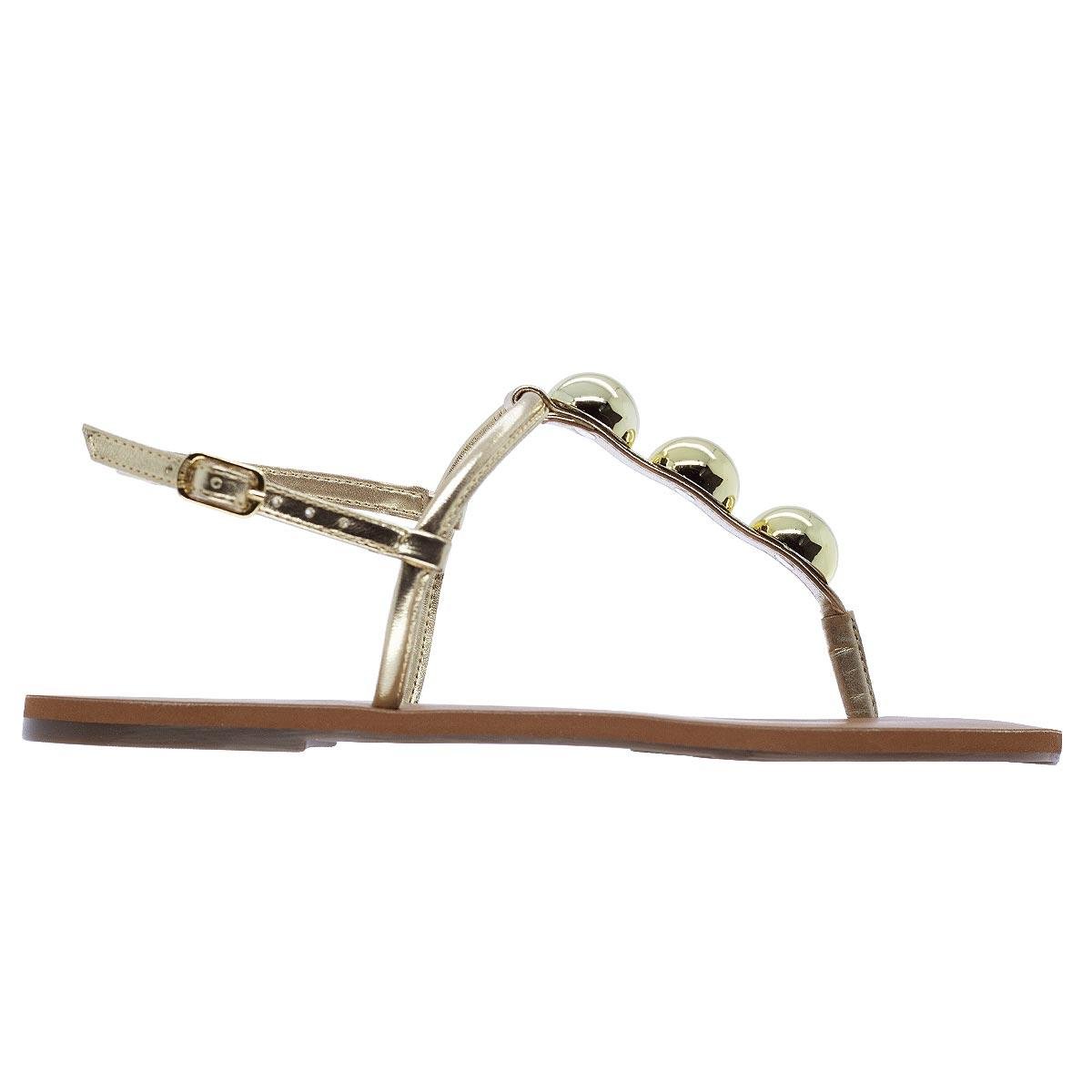 Sandália Rasteira Feminina Anacapri C30014.0484 Dourada