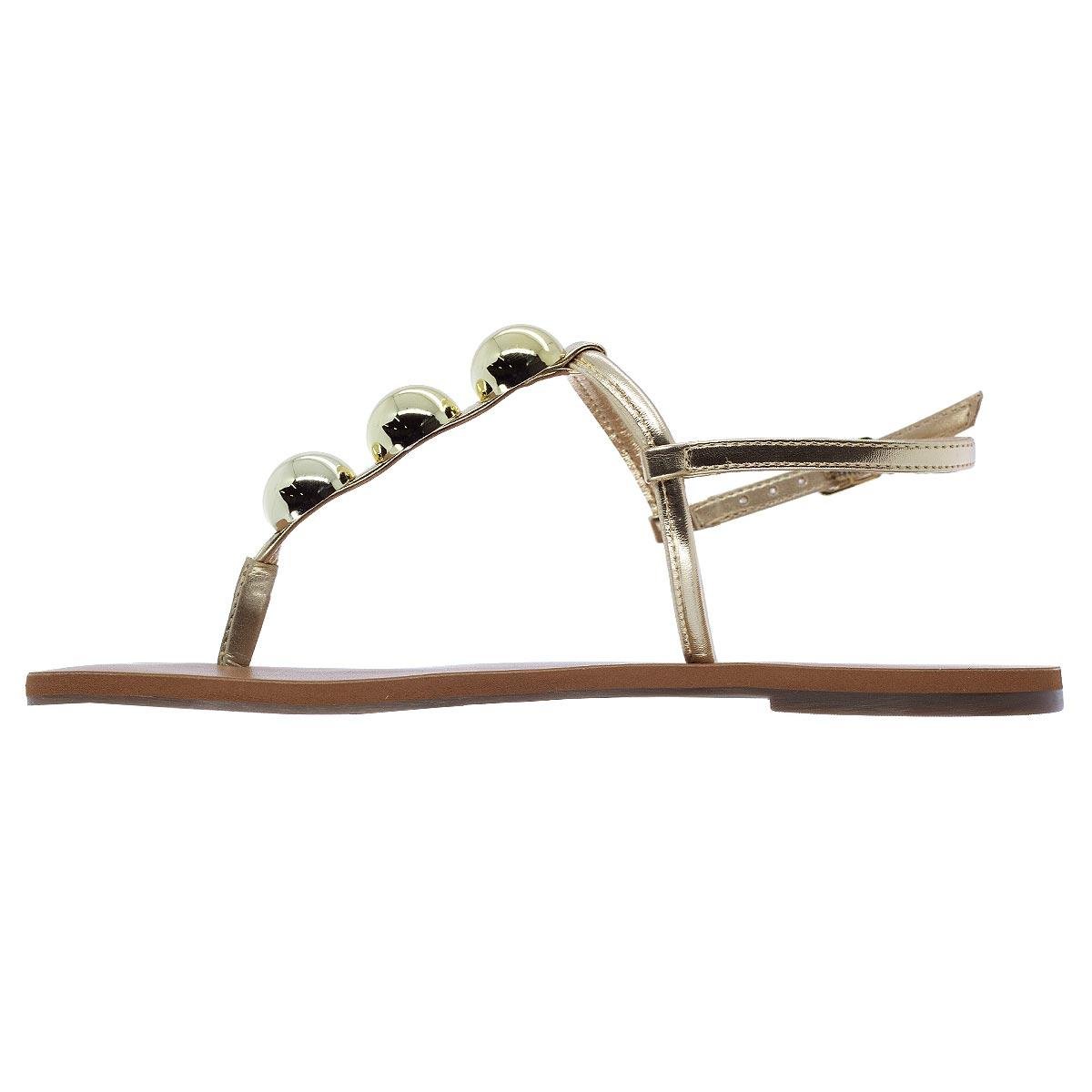 Sandália Rasteira Feminina Anacapri C30014.0484 Dourada Dourado 2