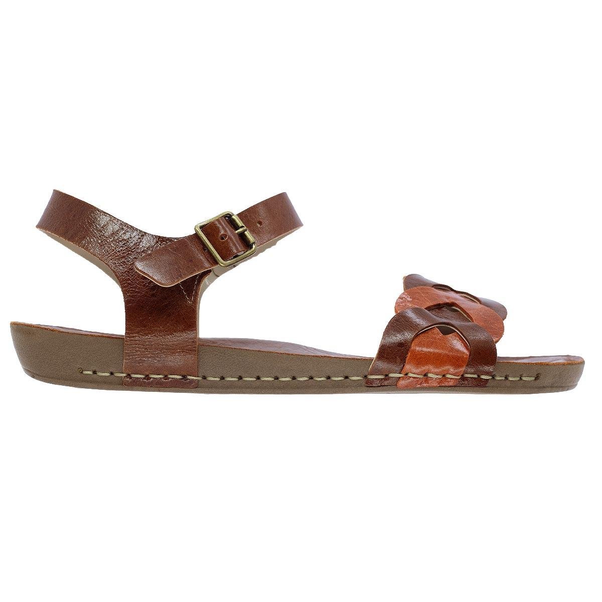 Sandália Rasteira Feminina Andacco 14271 Couro Marrom