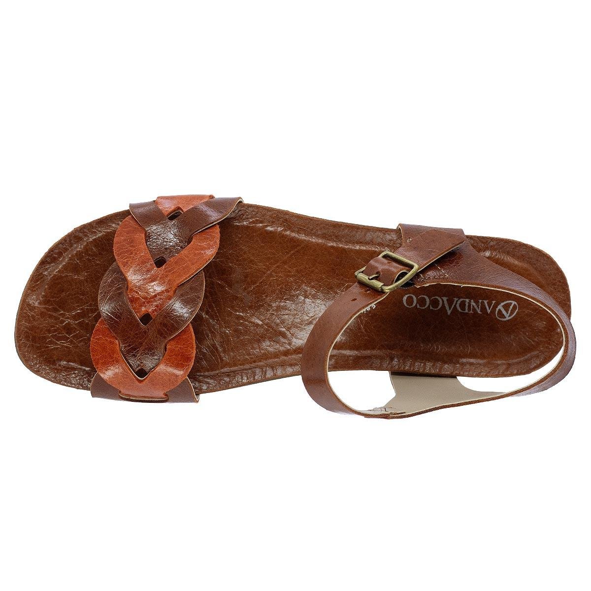 Sandália Rasteira Feminina Andacco 14271 Couro Marrom Marrom 3