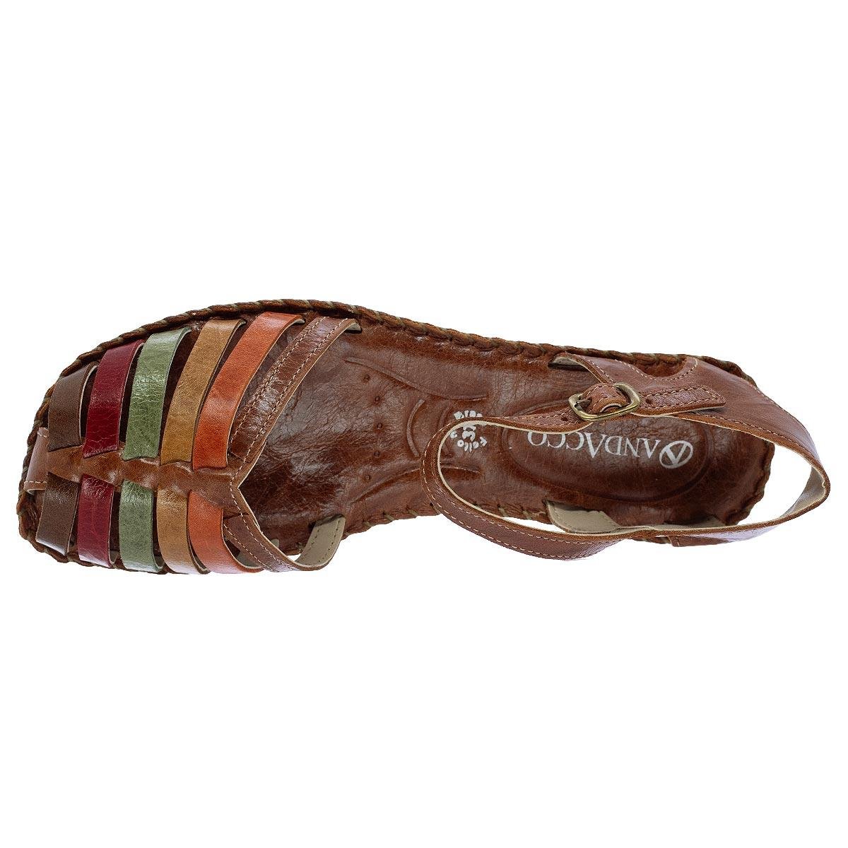 Sandália Rasteira Feminina Andacco 1219 Couro Marrom Marrom 3