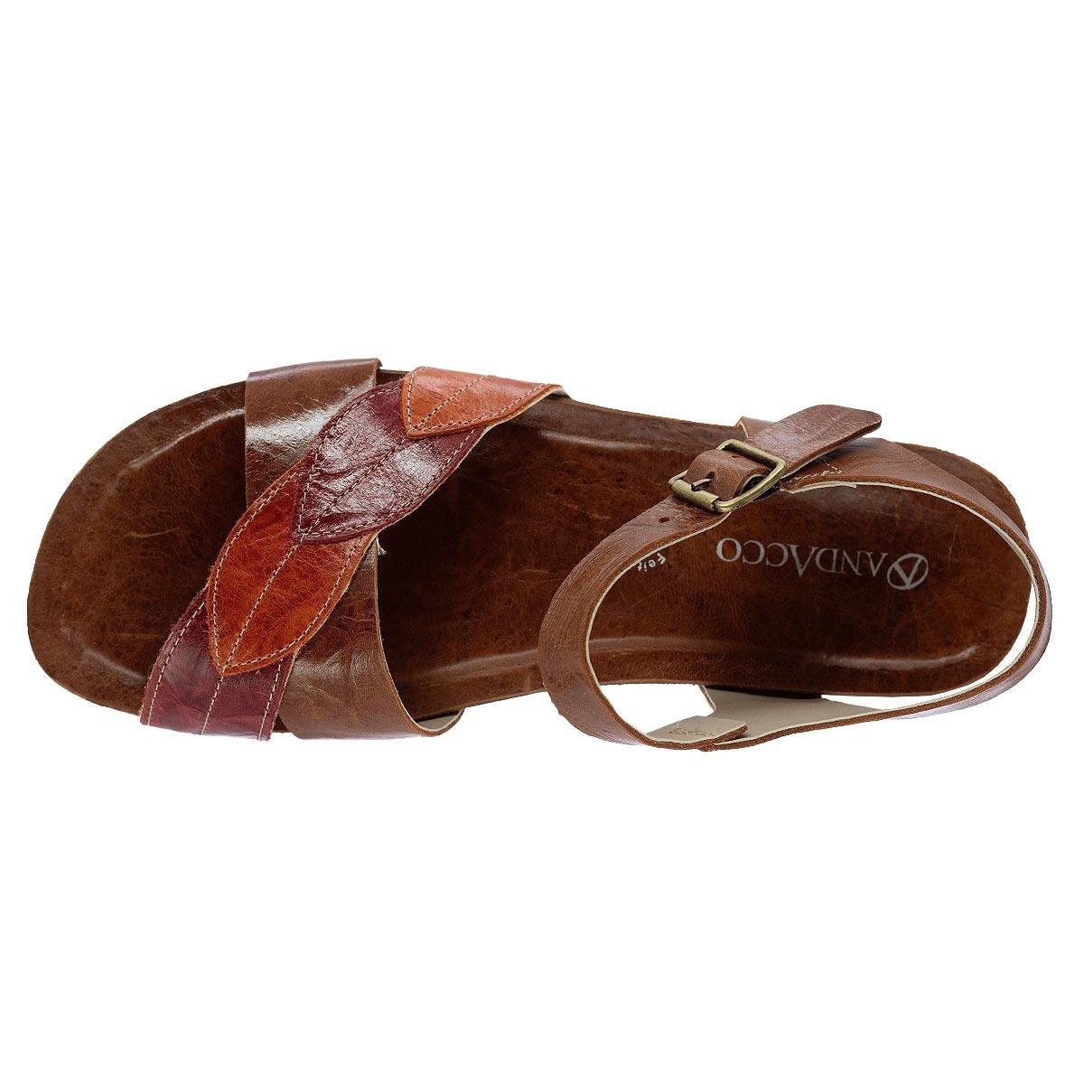 Sandália Rasteira Feminino Andacco 14289 Couro Marrom Marrom 3