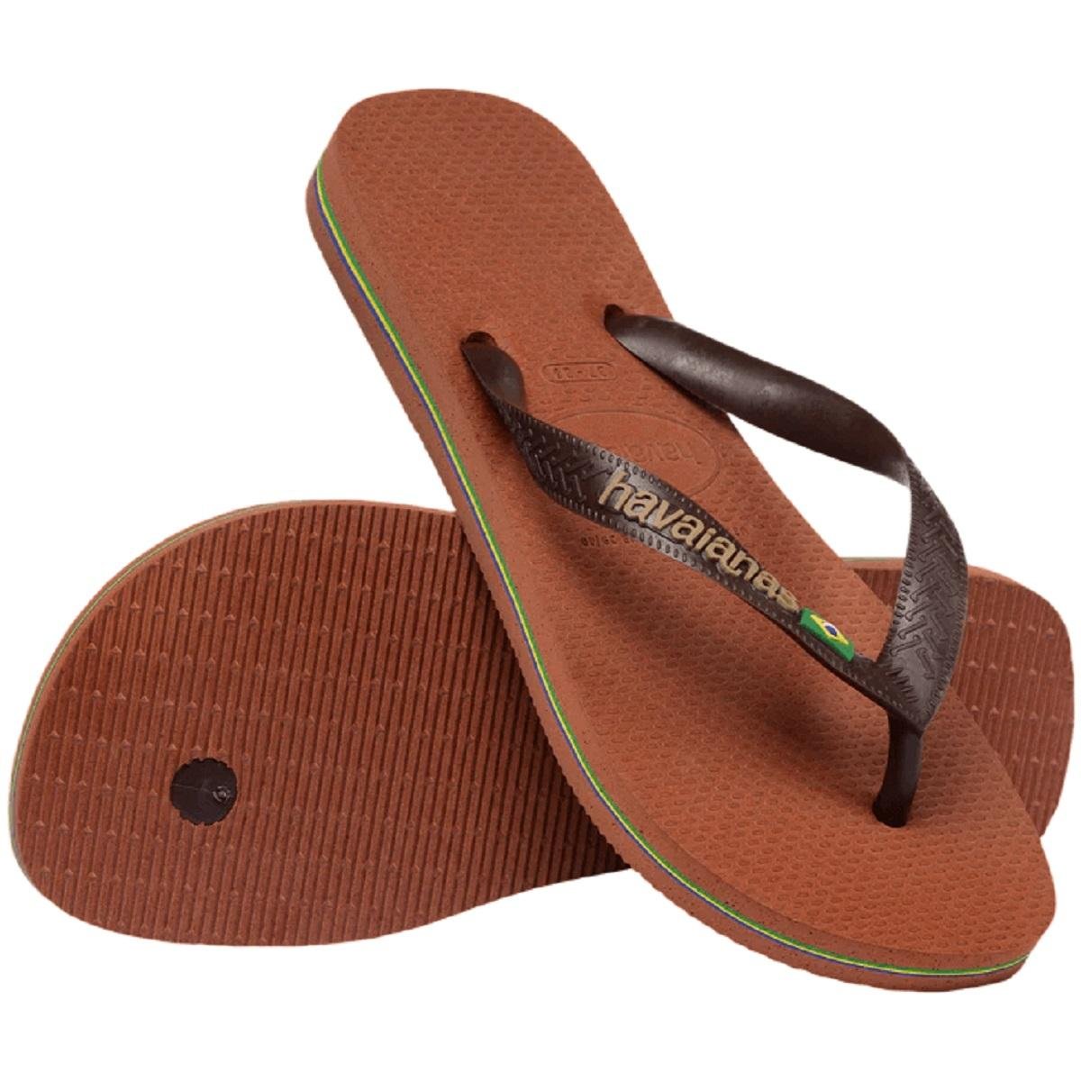 Chinelo Masculino Havaianas Top Brasil Logo 4110850 Marrom Marrom 4