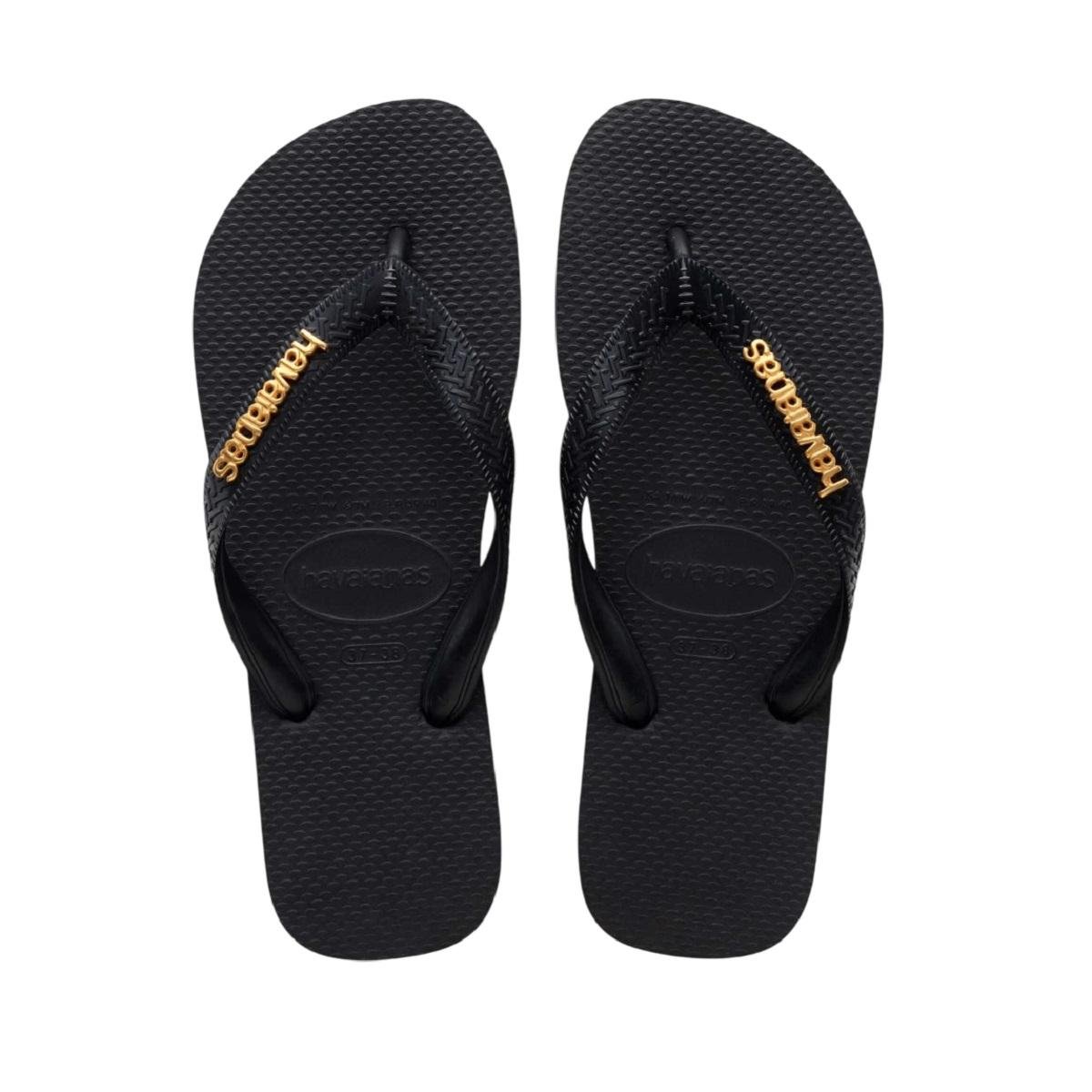 Chinelo Feminino Havaianas Top Logo Metal 4127244 Preto