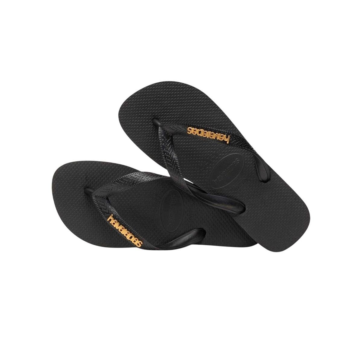 Chinelo Feminino Havaianas Top Logo Metal 4127244 Preto Preto 4