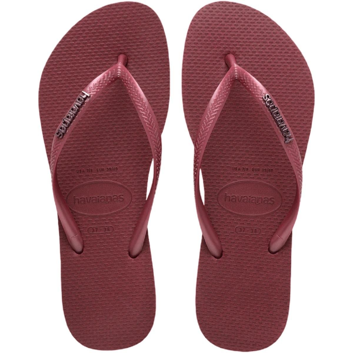 Chinelo Slim Feminino Havaianas Top Logo Metal 4119875 Vinho