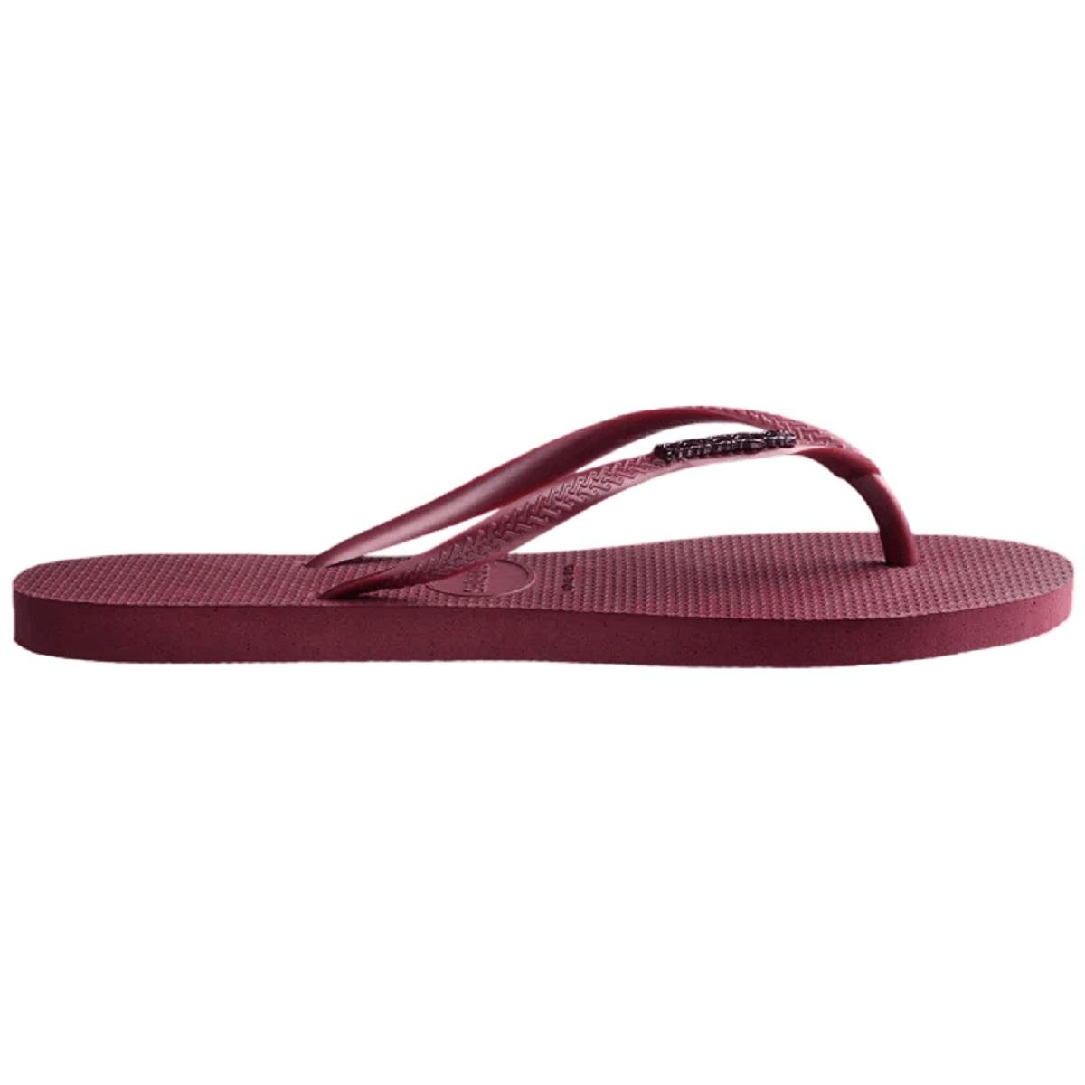 Chinelo Slim Feminino Havaianas Top Logo Metal 4119875 Vinho Rosa 2