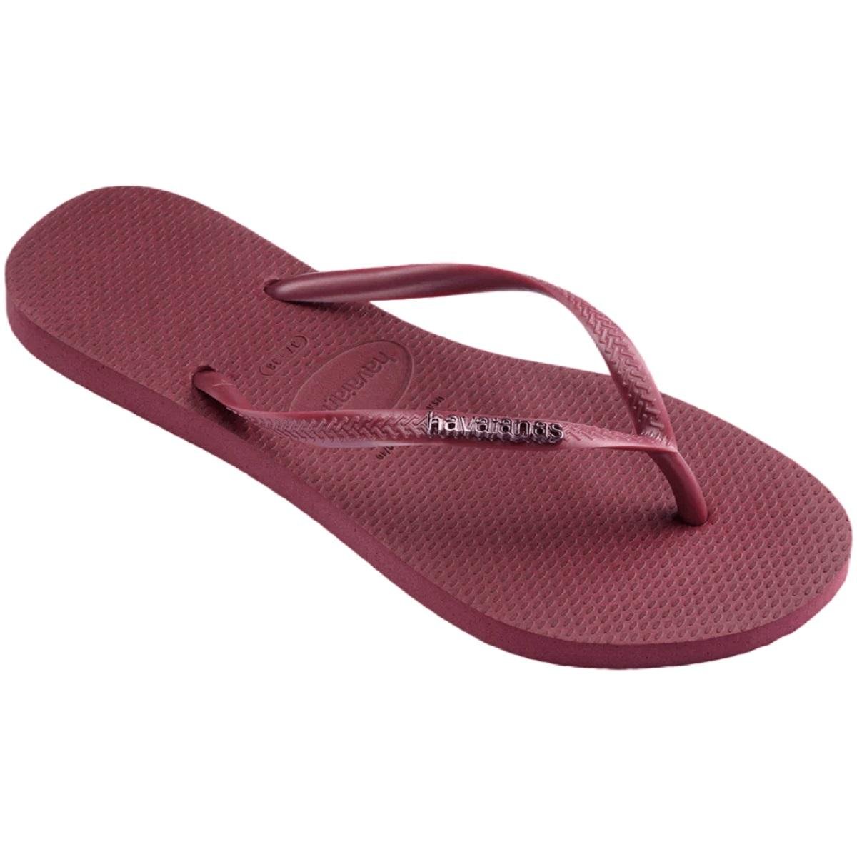 Chinelo Slim Feminino Havaianas Top Logo Metal 4119875 Vinho Rosa 3