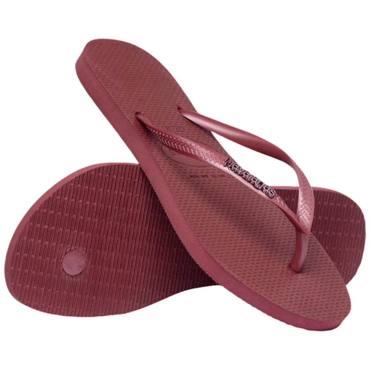 Chinelo Slim Feminino Havaianas Top Logo Metal 4119875 Vinho Rosa 4