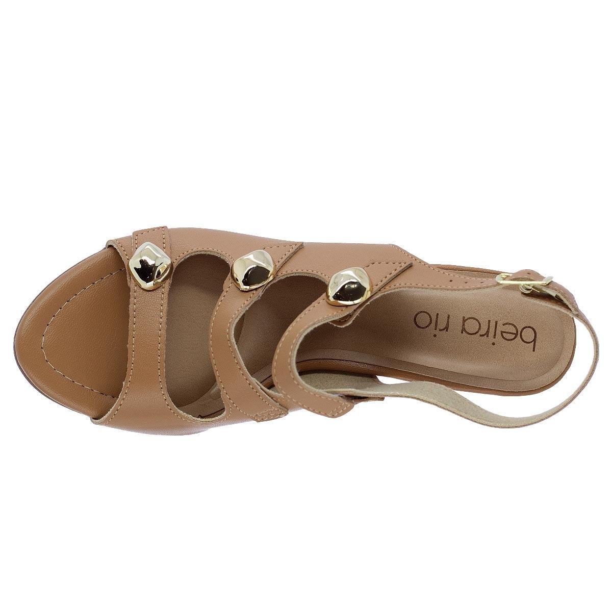 Sandália Salto Bloco Médio Feminina Beira Rio 8280.695 Camel Marrom 3