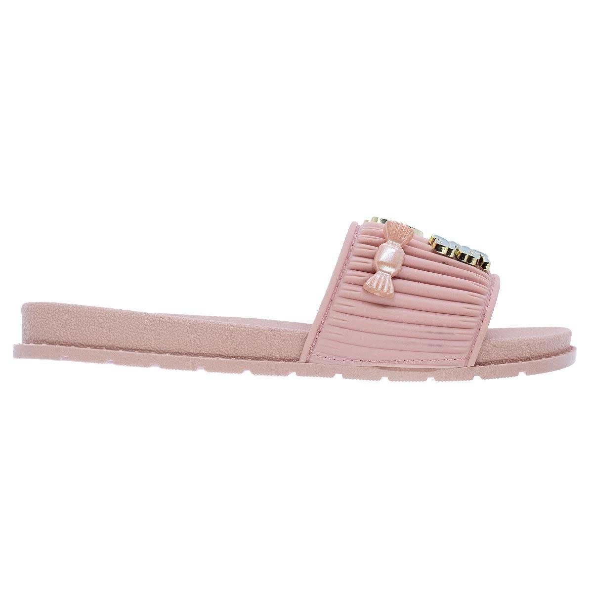 Chinelo Slide Infantil Menina Molekinha 2341.134 Rosa Rosa 2