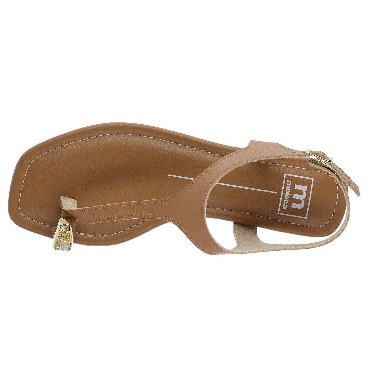 Sandália Rasteira Feminina Moleca 5559.103 Camel Bege 3