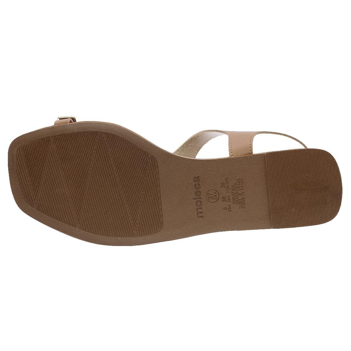 Sandália Rasteira Feminina Moleca 5559.103 Camel Bege 4