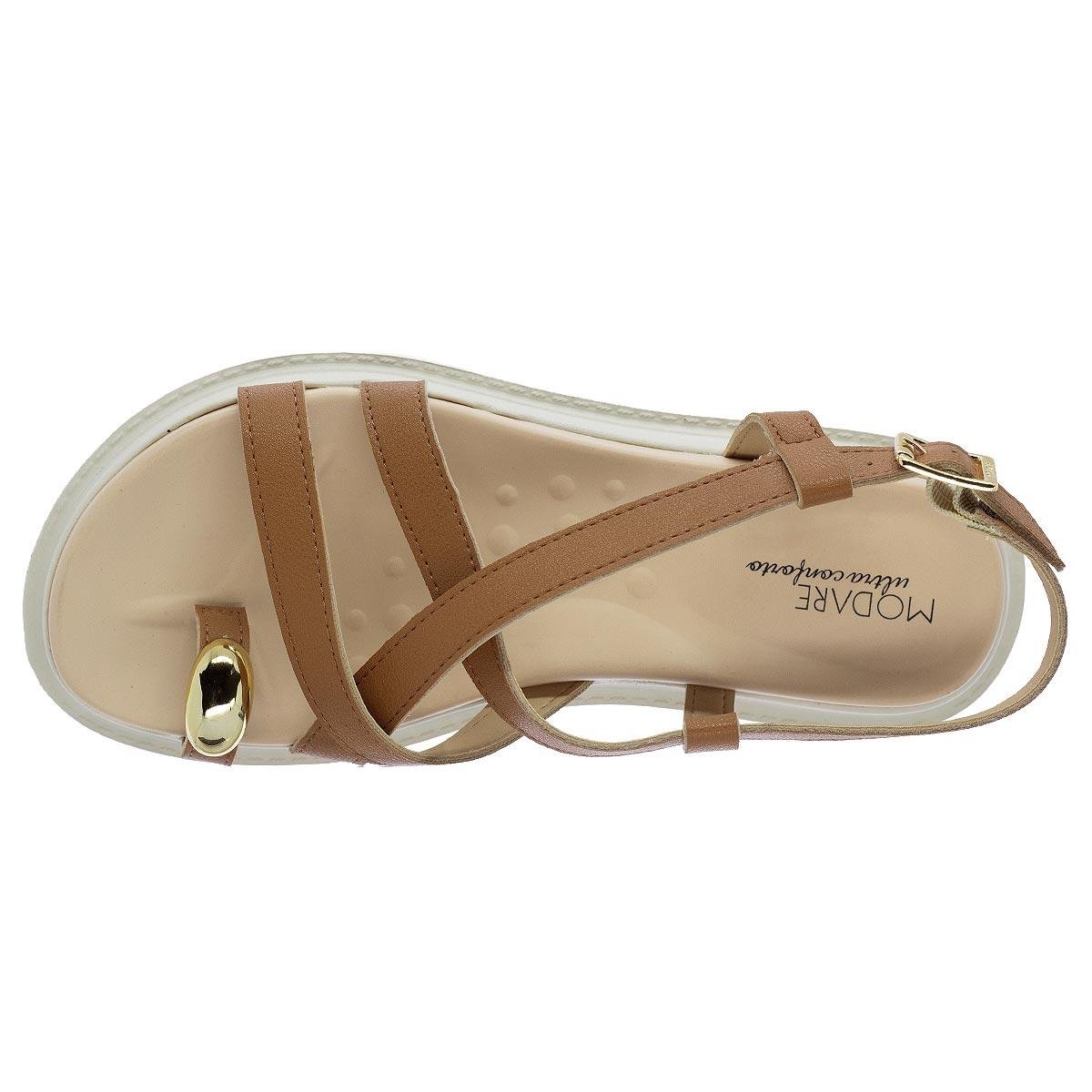 Sandália Papete Feminina Modare 7200.107 Camel Marrom 3