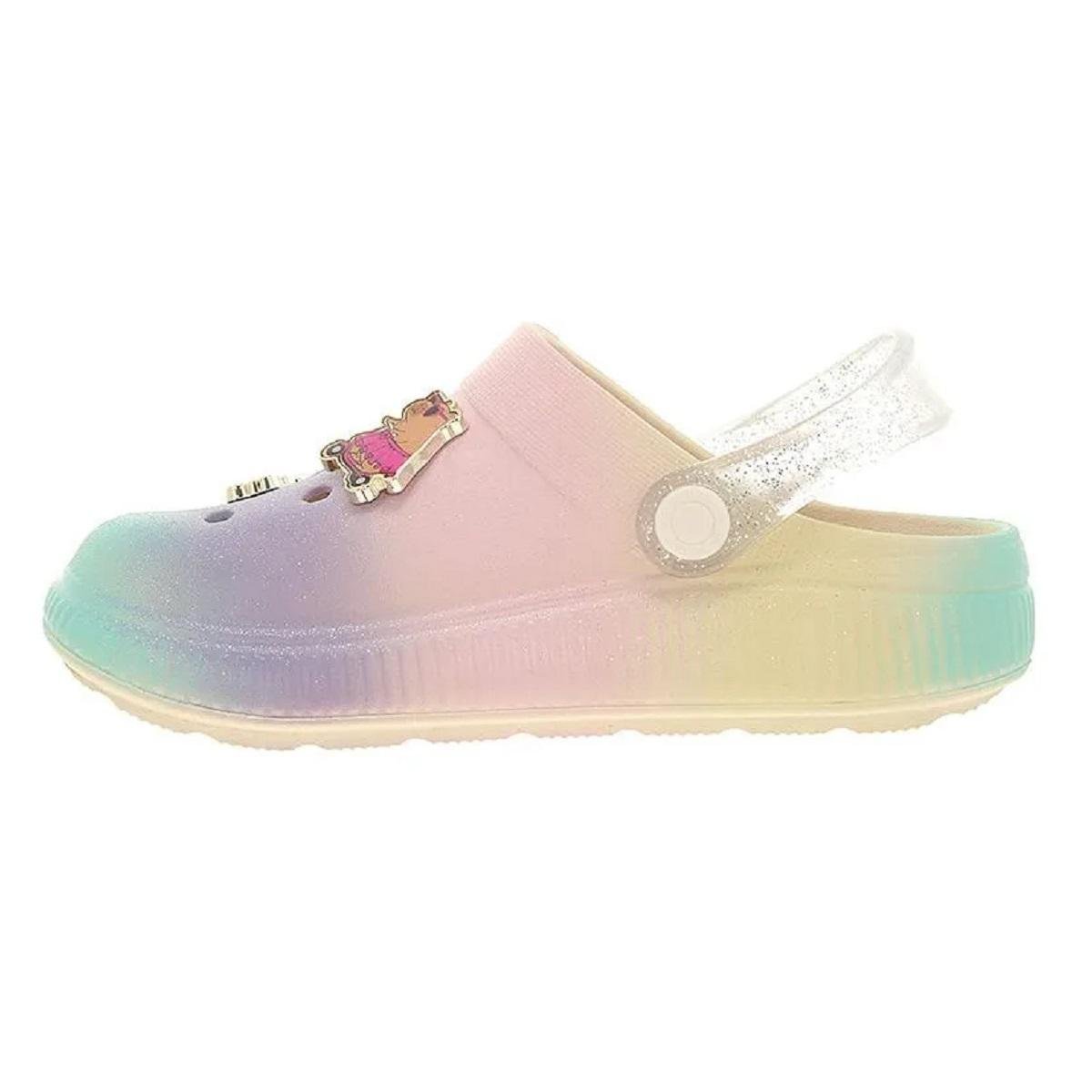 Sandália Babuche infantil Menina Molekinha 2591.408 Creme Multicores 2