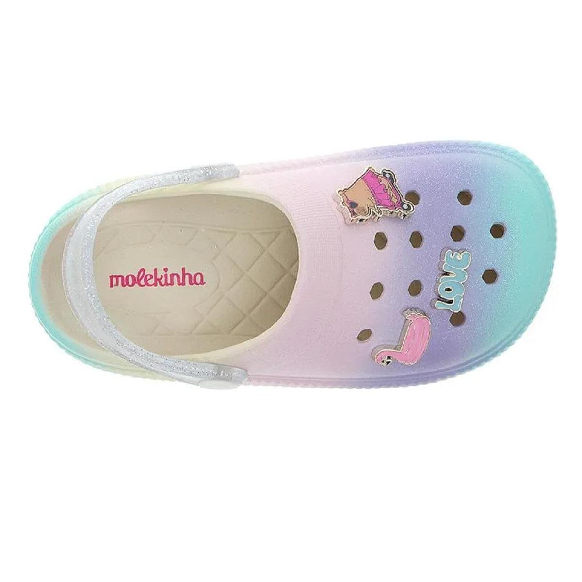 Sandália Babuche infantil Menina Molekinha 2591.408 Creme Multicores 3