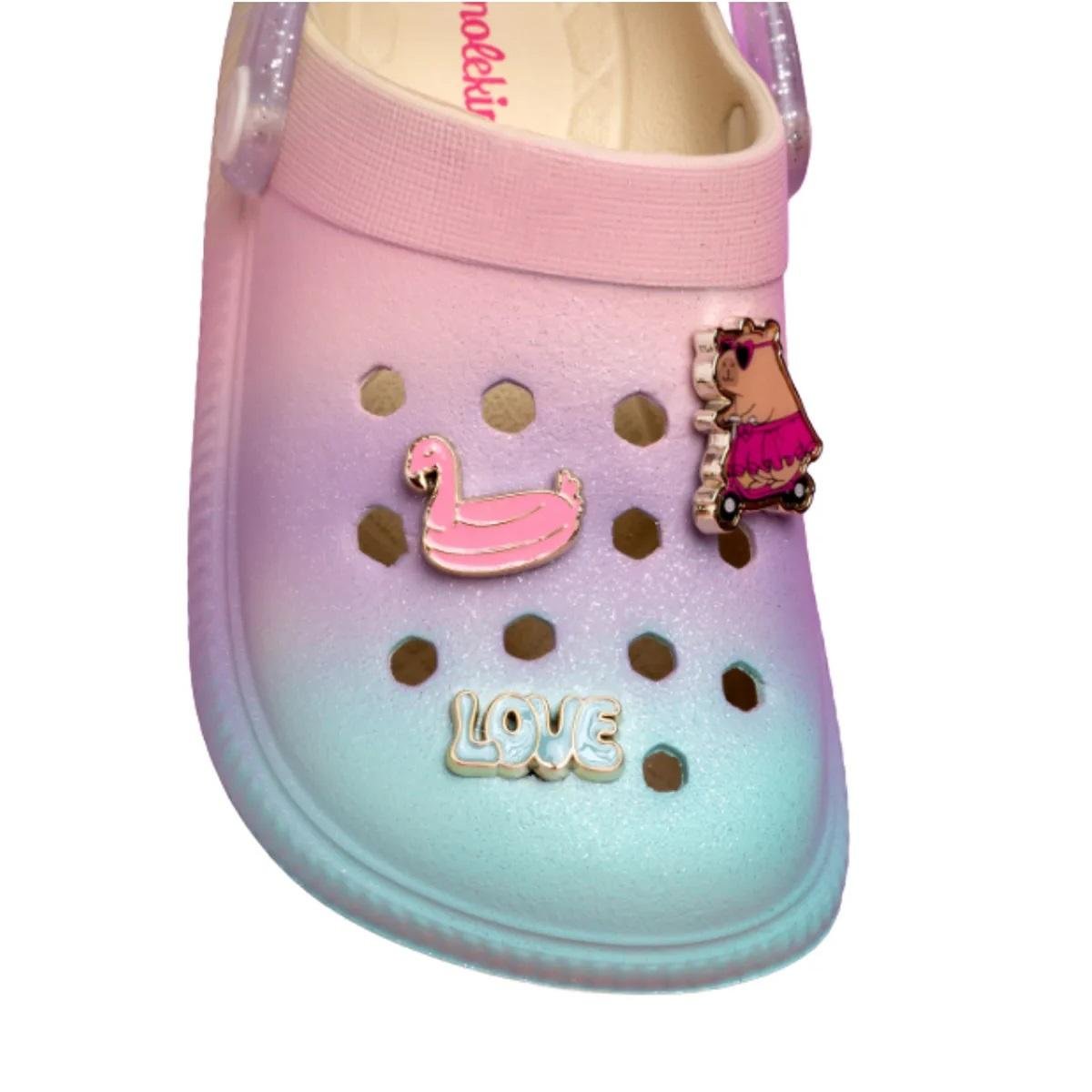 Sandália Babuche infantil Menina Molekinha 2591.408 Creme Multicores 4