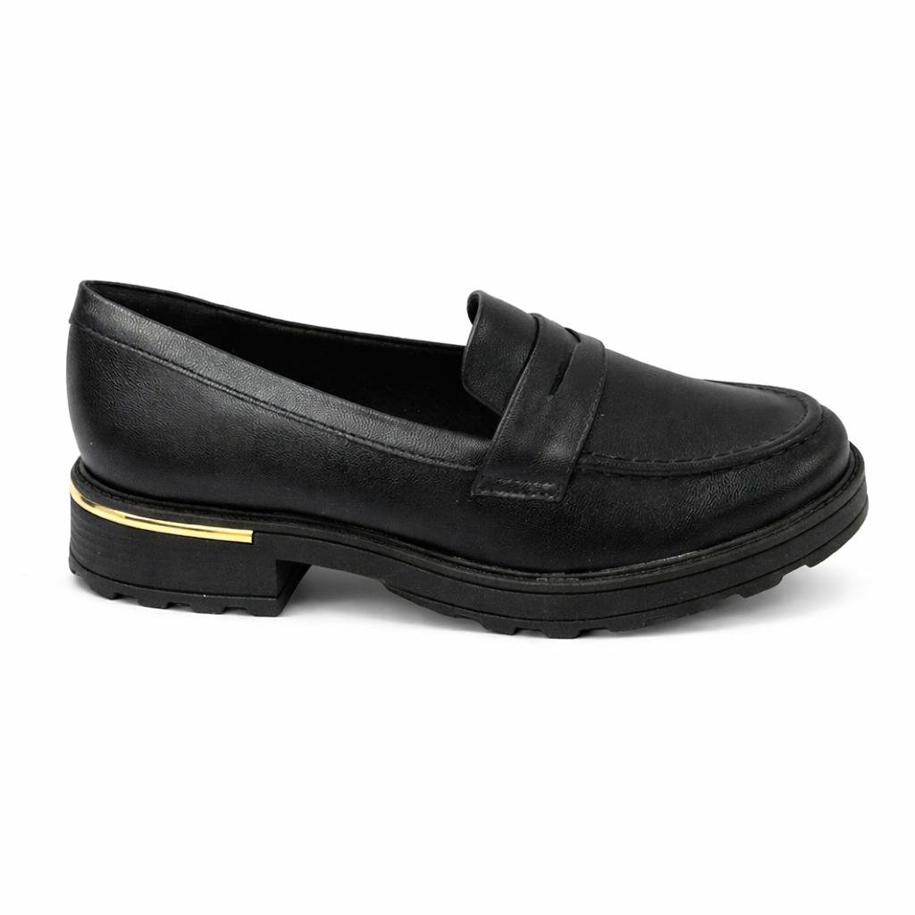 Mocassim Feminino Loafer Piccadilly 735027 Preto Preto 1