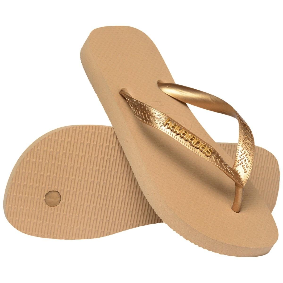 Chinelo Feminino Havaianas Top Logo Metalic Dourado Dourado 4
