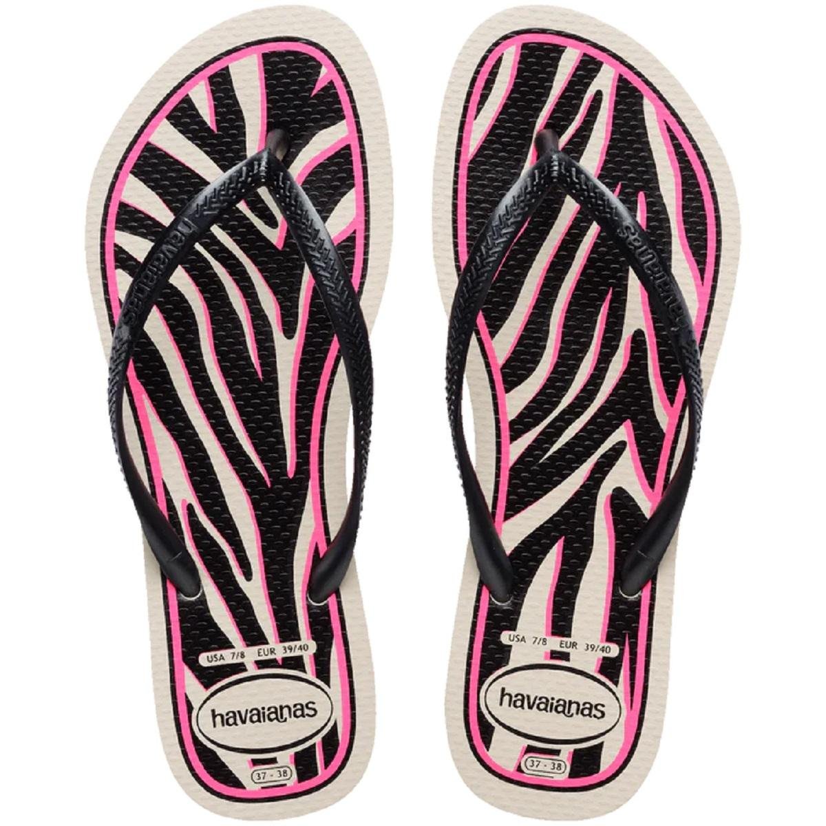 Chinelo Feminino Havaianas Slim Animals Bege