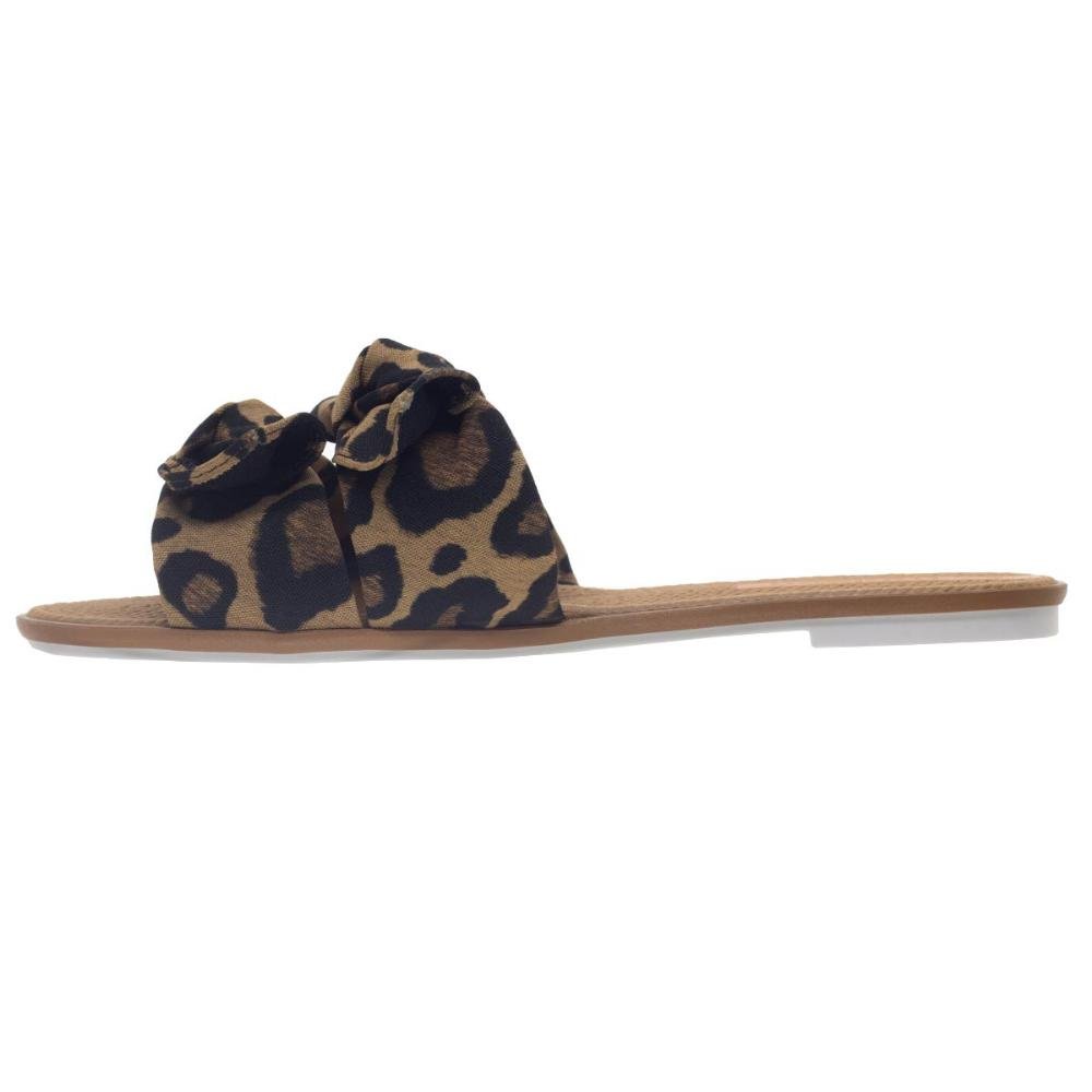Rasteira Feminina Moleca 5297.424 Bege Animal Print 2