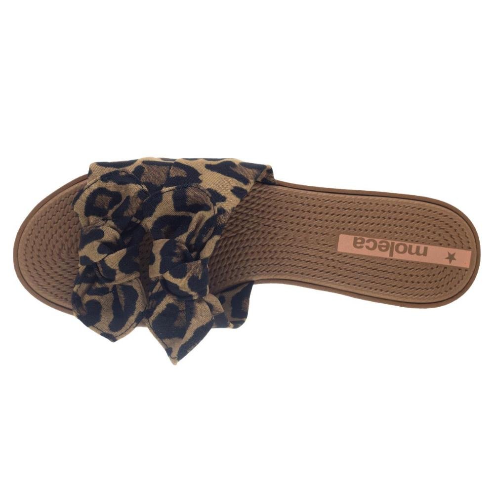 Rasteira Feminina Moleca 5297.424 Bege Animal Print 3