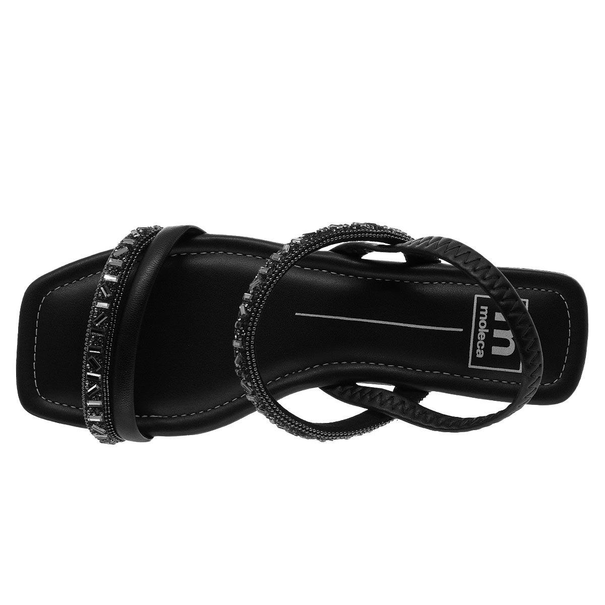 Sandália Rasteira Feminina Moleca 5462.111 Preta Preto 3